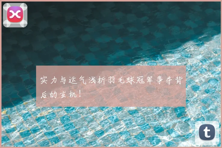 实力与运气浅析羽毛球冠军争夺背后的玄机！